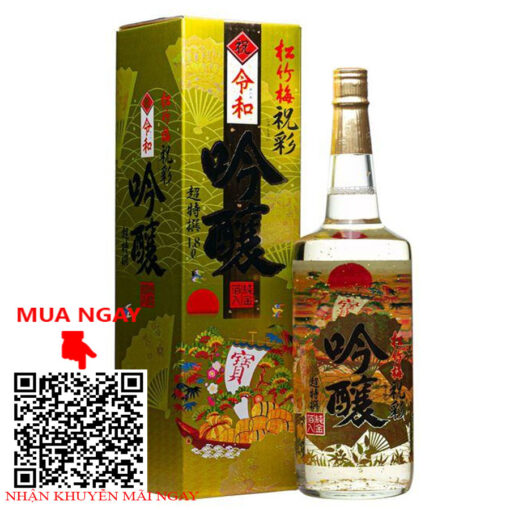 rượu sake vảy vàng chai trắng - sake mặt trời đỏ takara 1,8L