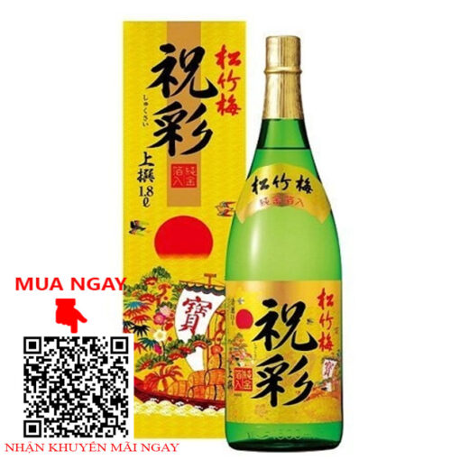 rượu sake vảy vàng chai xanh - sake mặt trời đỏ takara 1,8L