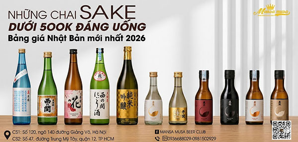 rượu sake giá dưới 500k - bảng giá nhật bản mới nhất 2026